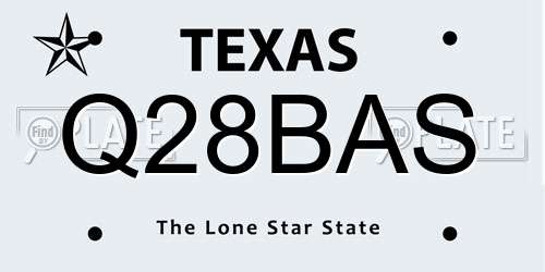 Q28BAS Texas License Plate