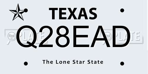 Q28EAD Texas License Plate