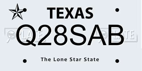 Q28SAB Texas License Plate