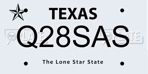 Q28SAS Texas License Plate