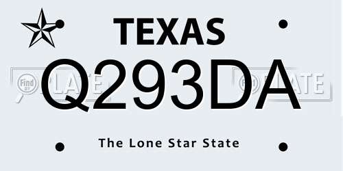 Q293DA Texas License Plate