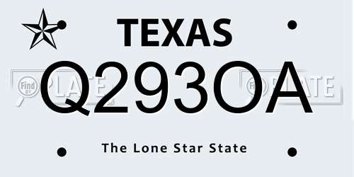Q293OA Texas License Plate