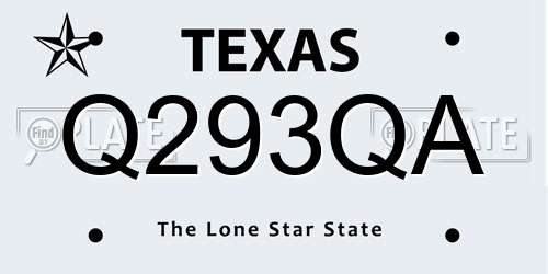 Q293QA Texas License Plate