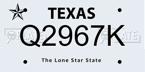 Q2967K Texas License Plate