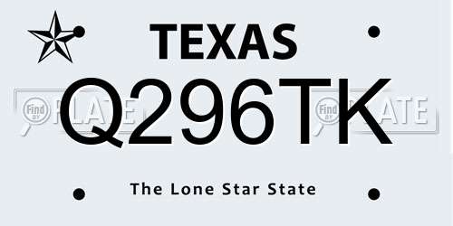 Q296TK Texas License Plate