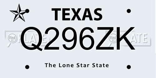 Q296ZK Texas License Plate