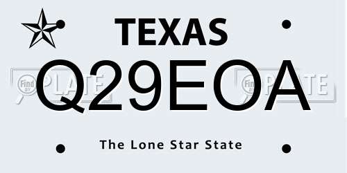 Q29EOA Texas License Plate