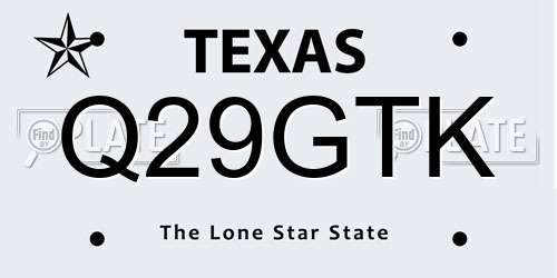Q29GTK Texas License Plate