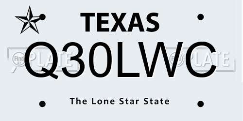Q30LWC Texas License Plate
