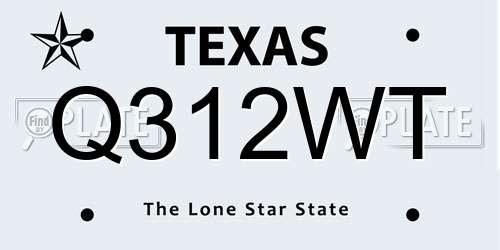 Q312WT Texas License Plate