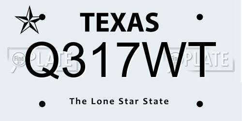 Q317WT Texas License Plate
