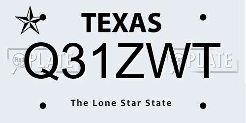 Q31ZWT Texas License Plate