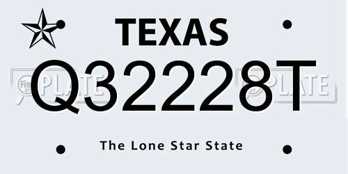 Q32228T Texas License Plate