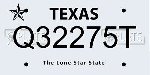 Q32275T Texas License Plate