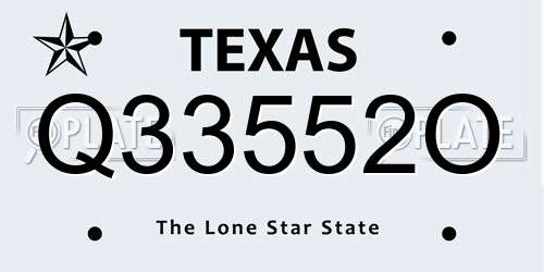 Q33552O Texas License Plate