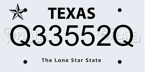 Q33552Q Texas License Plate
