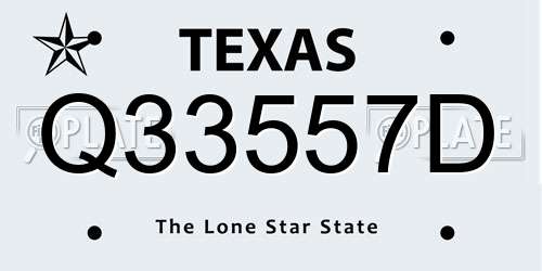 Q33557D Texas License Plate