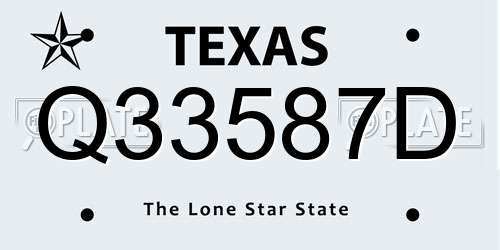 Q33587D Texas License Plate