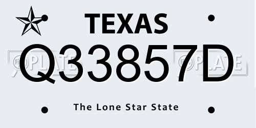 Q33857D Texas License Plate