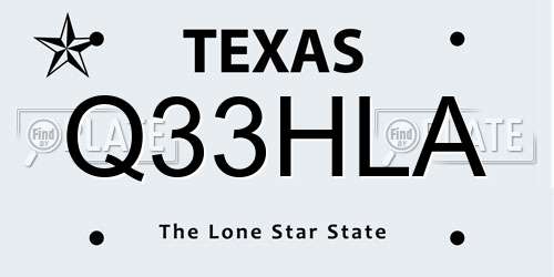 Q33HLA Texas License Plate