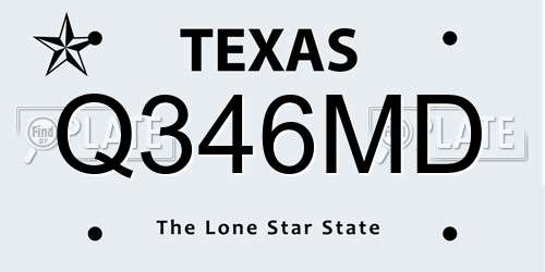 Q346MD Texas License Plate