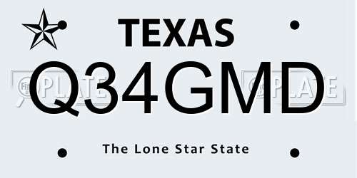 Q34GMD Texas License Plate