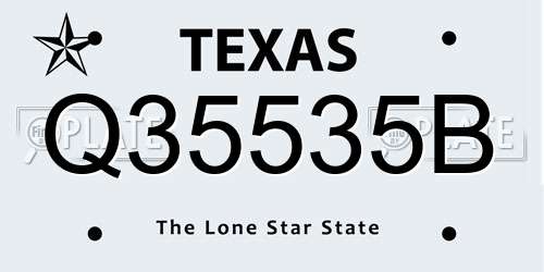 Q35535B Texas License Plate