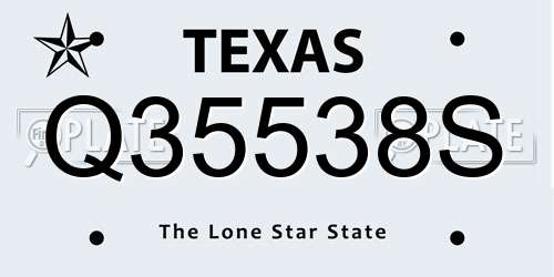 Q35538S Texas License Plate