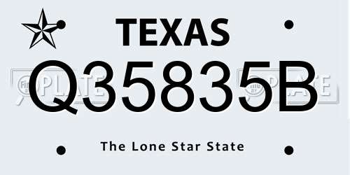 Q35835B Texas License Plate