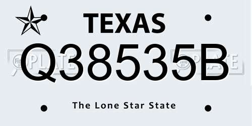 Q38535B Texas License Plate