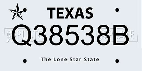 Q38538B Texas License Plate