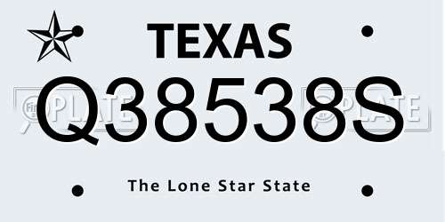 Q38538S Texas License Plate