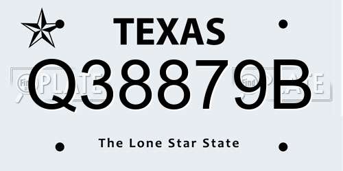 Q38879B Texas License Plate