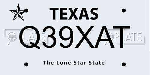 Q39XAT Texas License Plate