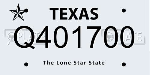 Q401700 Texas License Plate