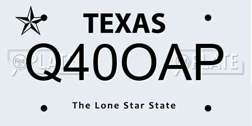 Q40OAP Texas License Plate