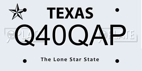 Q40QAP Texas License Plate