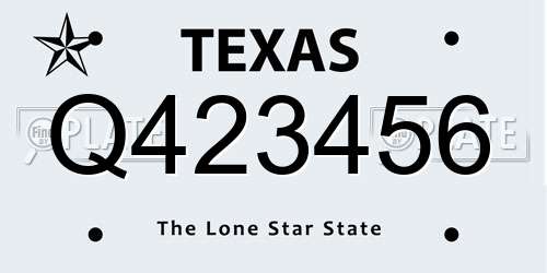 Q423456 Texas License Plate