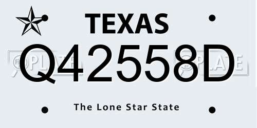Q42558D Texas License Plate