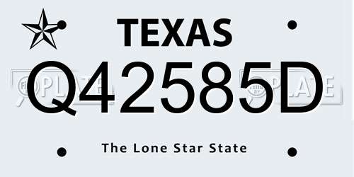 Q42585D Texas License Plate
