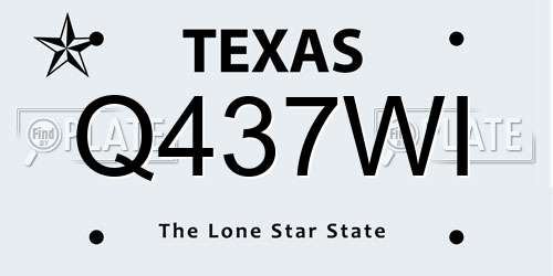 Q437WI Texas License Plate