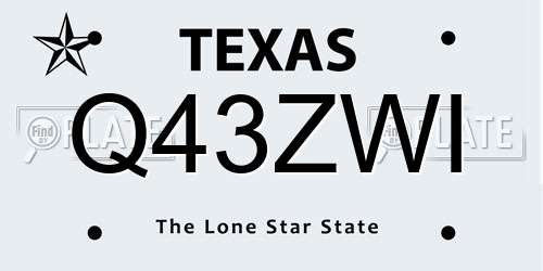 Q43ZWI Texas License Plate