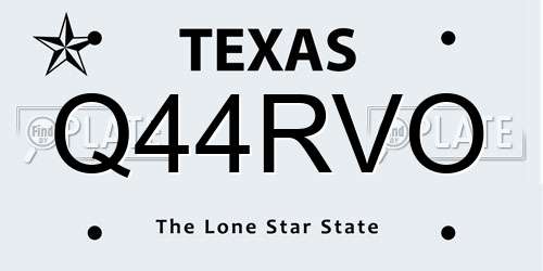 Q44RVO Texas License Plate