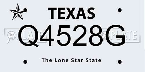 Q4528G Texas License Plate