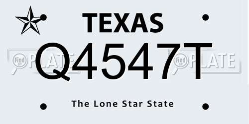 Q4547T Texas License Plate