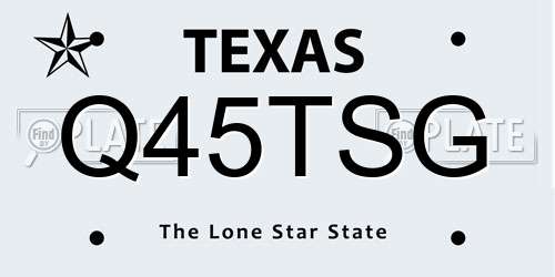 Q45TSG Texas License Plate