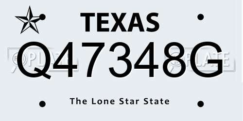 Q47348G Texas License Plate