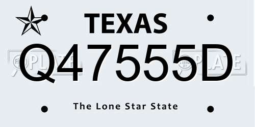 Q47555D Texas License Plate
