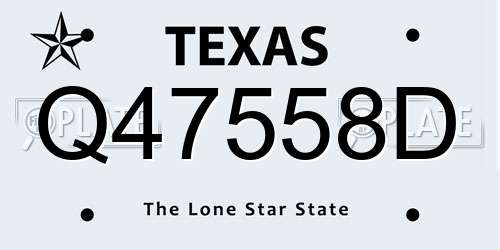 Q47558D Texas License Plate