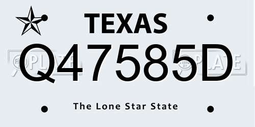 Q47585D Texas License Plate